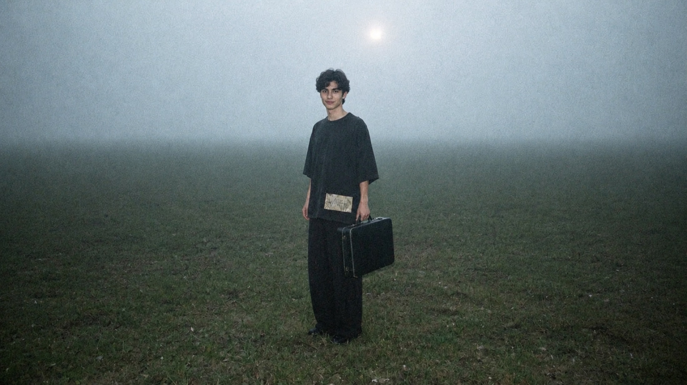 Garment 001 in a field at dusk
